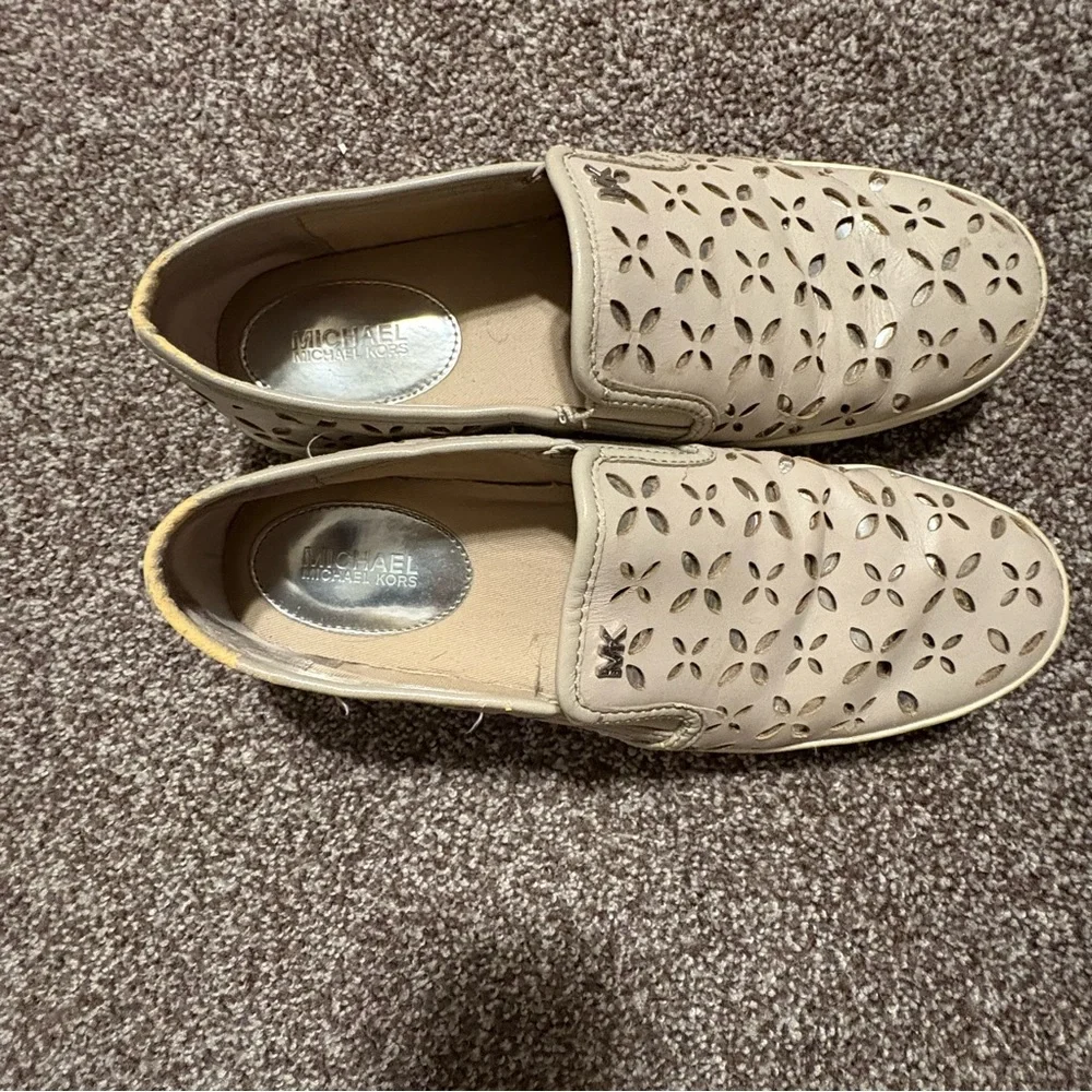 Michael Kors Keaton Leather Slip-On Shoes with Perforated Laser Cut Design